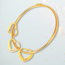 Load image into Gallery viewer, Engraved Heart Bangle, Gold Vermeil