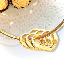 Load image into Gallery viewer, Engraved Heart Bangle, Gold Vermeil