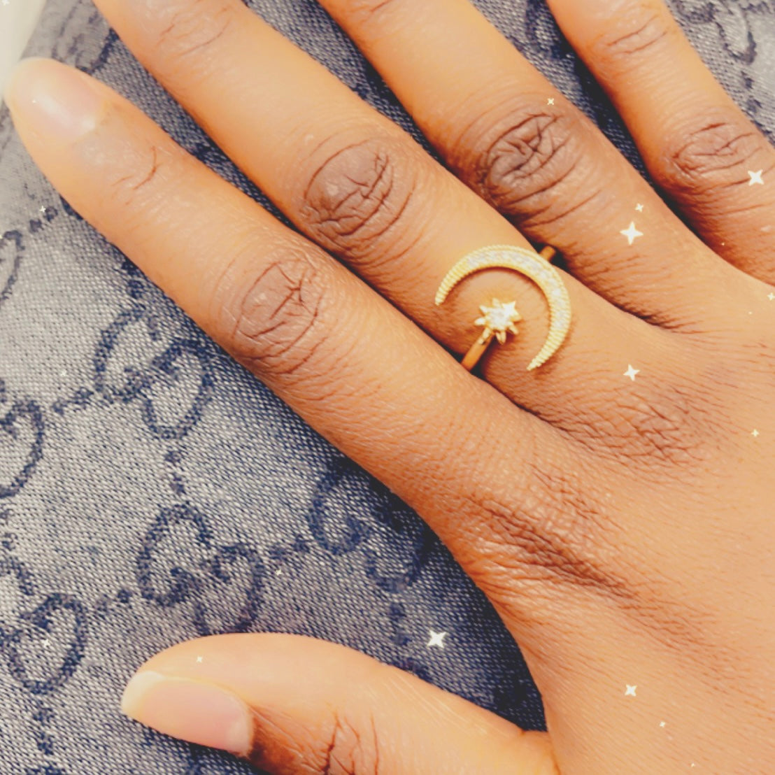 Crescent Moon and Star Ring – BintaBijoux
