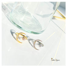 Load image into Gallery viewer, Crescent Moon and Star Ring