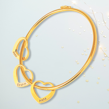 Load image into Gallery viewer, Engraved Heart Bangle, Gold Vermeil
