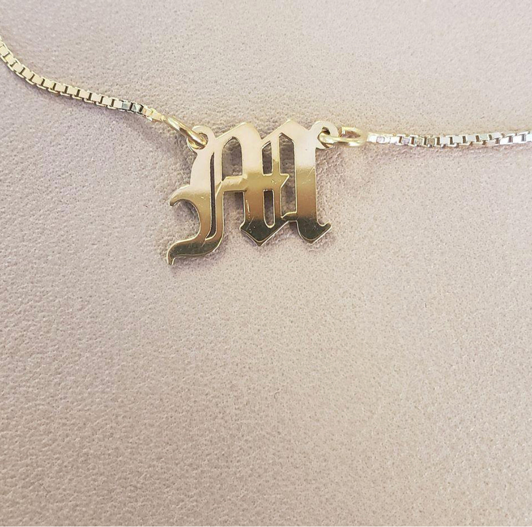 Old English Initial necklace